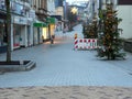 Velbert, Germany - December 2020: Empty shopping street of FriedrichstraÃÅ¸e in the city of Velbert.